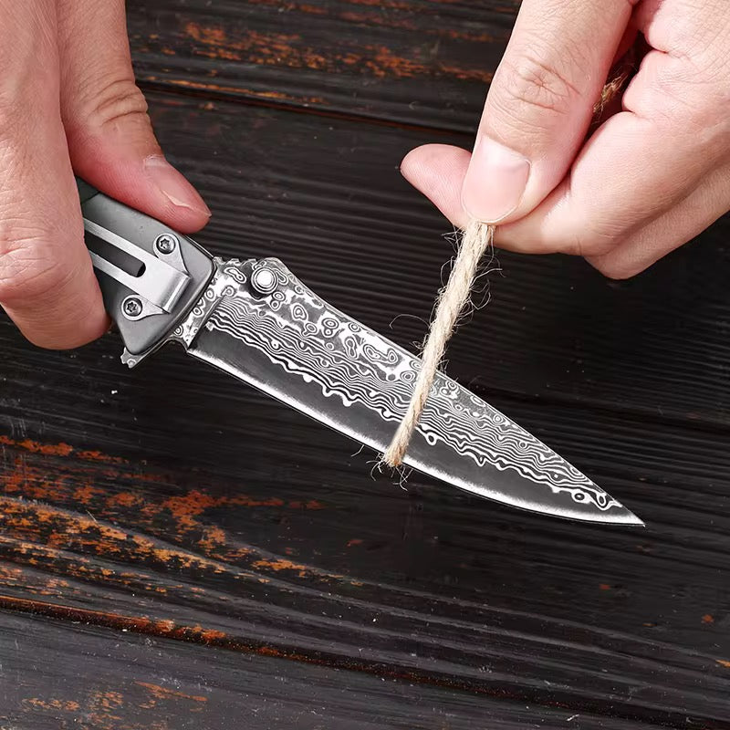 steel blade with wooden handle pocket knife